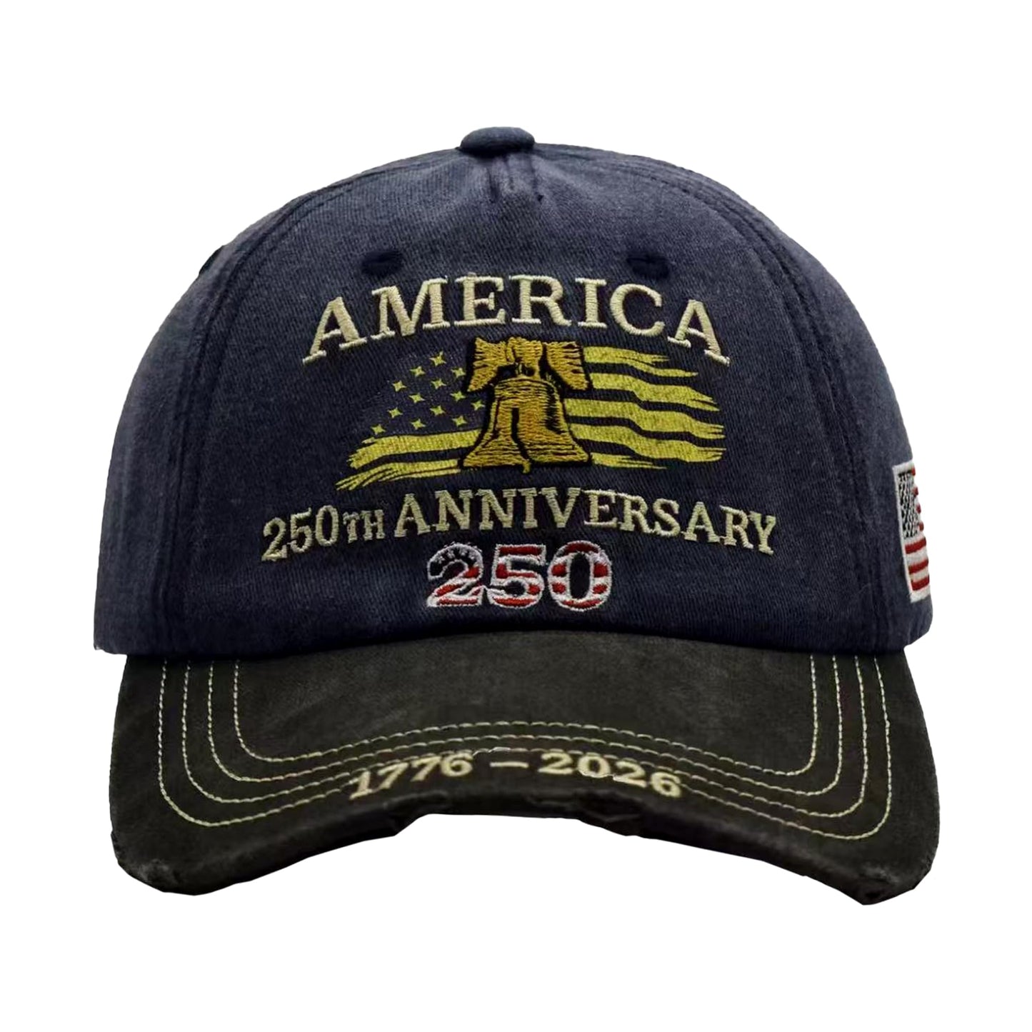 permabloom 250th US 1776-2026 Anniversary Cap, Embroidered Adjustable Patriotic Baseball Hat for 4th of July Independence Day (Navy Blue)