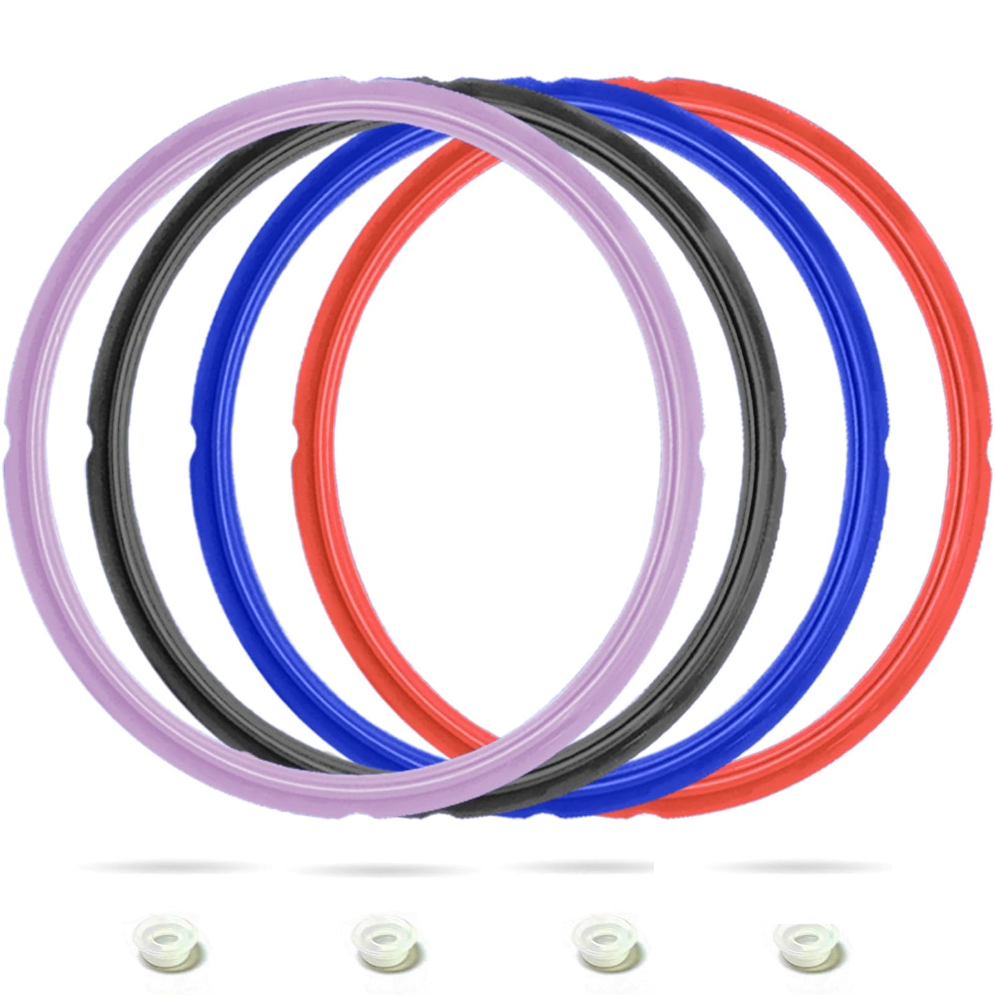Beaquoei 4 Pack 8 QT Silicone Sealing Ring for Instanpot Replacement Silicone Gasket Seal Rings with 4 Colors with 4 Float Valve Seal Gasket, Fits Duo/Plus 8, Ultra 8, Lux 8, Smart 8, Nova 8, CSG 8