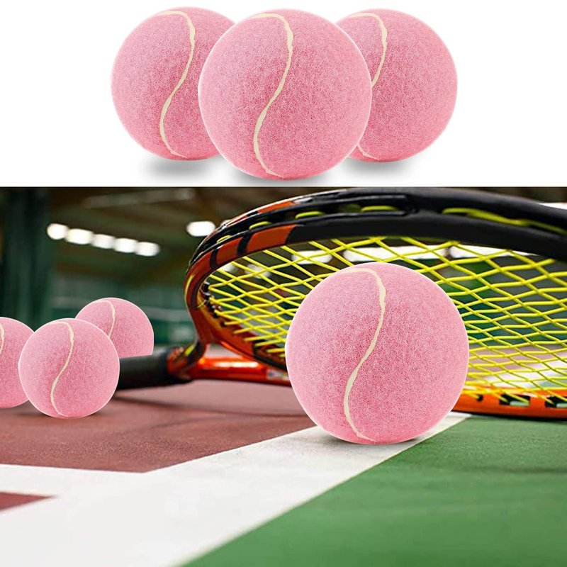 URBEST Tennis Balls, 12 Packs Training Tennis Balls Practice Balls for Novice Player, Pet Dog Playing Balls with Mesh Carry Bag (Light Pink)
