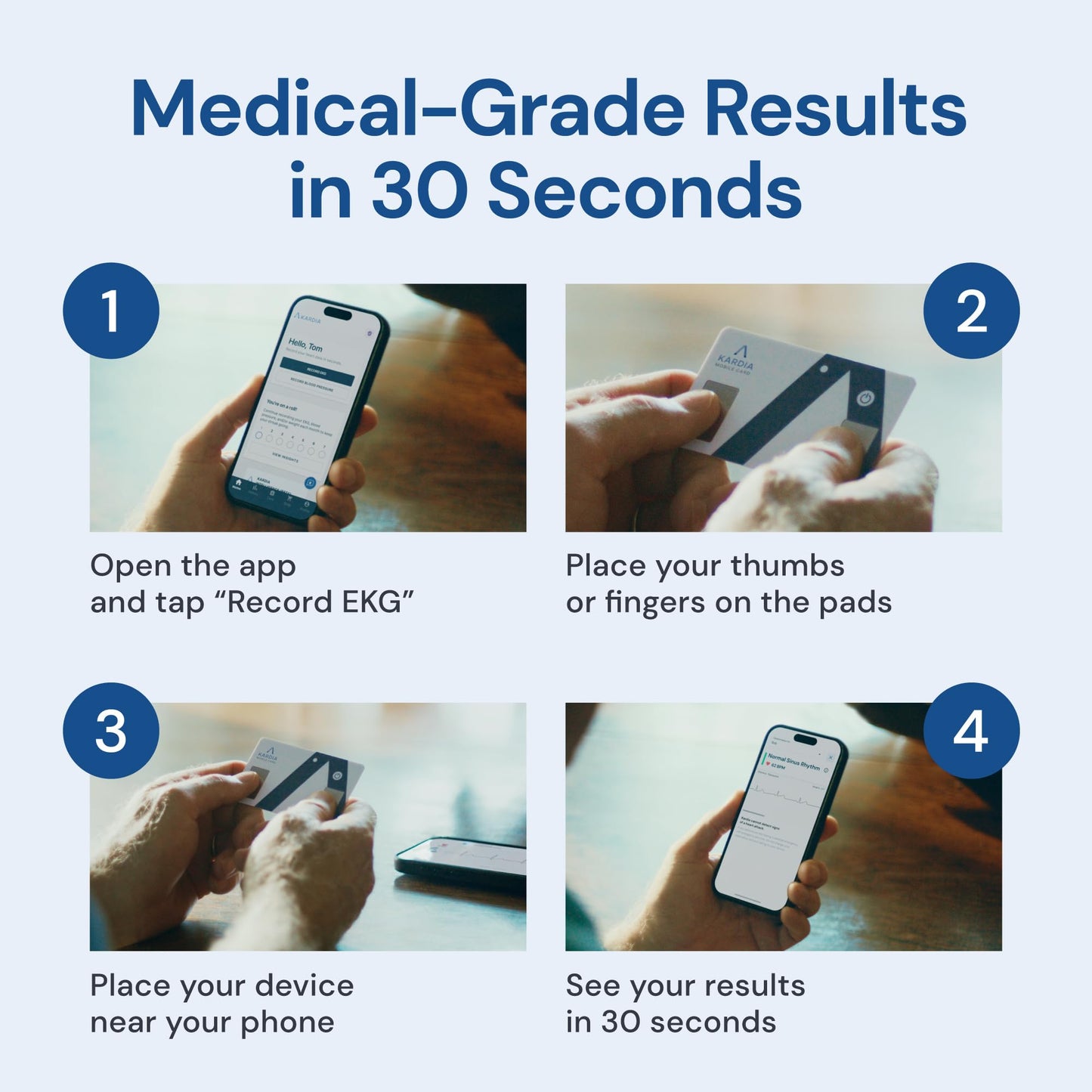 KardiaMobile Card Credit-Card Sized EKG, Medical-Grade & FDA-Cleared Personal Heart Monitor, Bluetooth Enabled, On-The-Go Check-Up Anywhere, Compatible with Most Smartphones, No Subscription Required