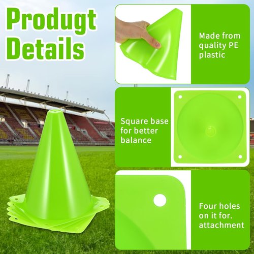 Maquita 30 Pack 7-Inch Plastic Traffic Cones - Agility Markers for Soccer, Football, Basketball & More