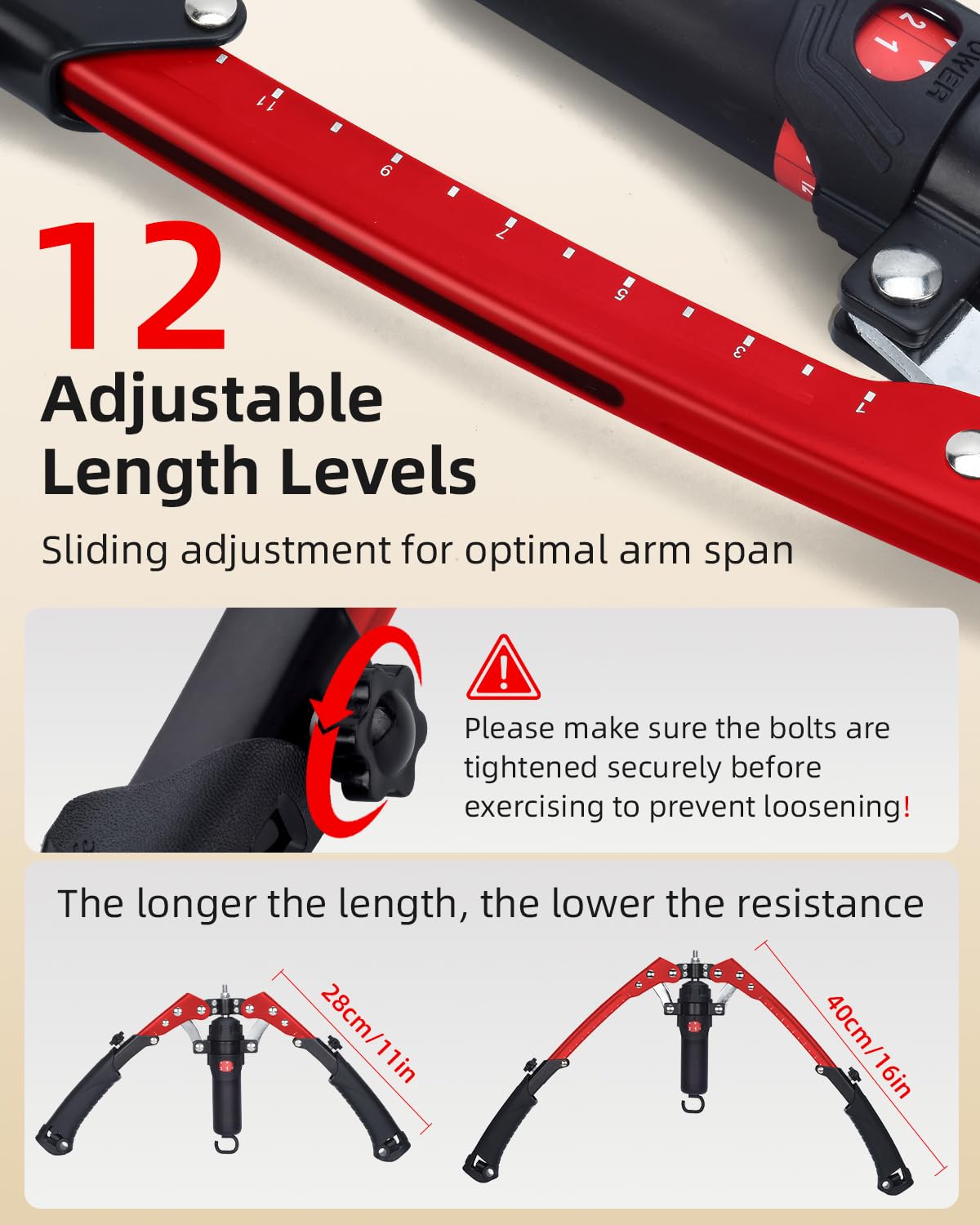 Abahub 2-in-1 Arm Trainer with AB Roller Wheels, Enhanced Hydraulic Power Twister Arm Trainer, 22-440LBS Adjustable Resistance Home Gym Equipment for Arm, Chest, Core & Full Body Workout, Red