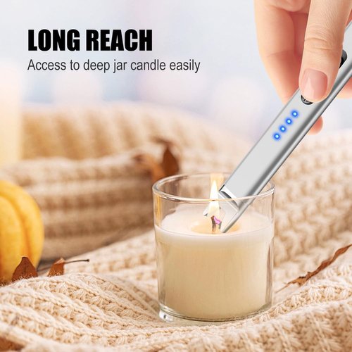 LcFun Electric Candle Lighter - USB Rechargeable Plasma Arc with Safety Lock | Windproof & Flameless (Black, Silver, Gold)