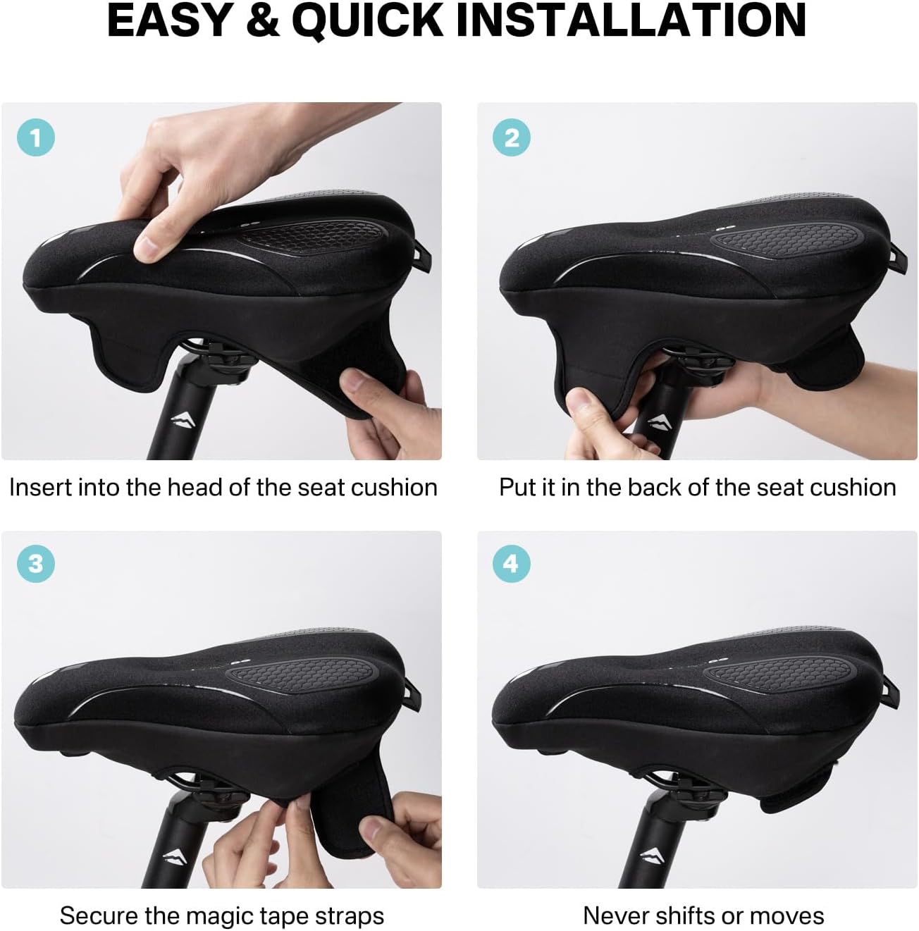 YOUNGDO Gel Bike Seat Cushion - Waterproof Cover & Shock Absorbing Pad for Peloton, BMX, MTB & Road