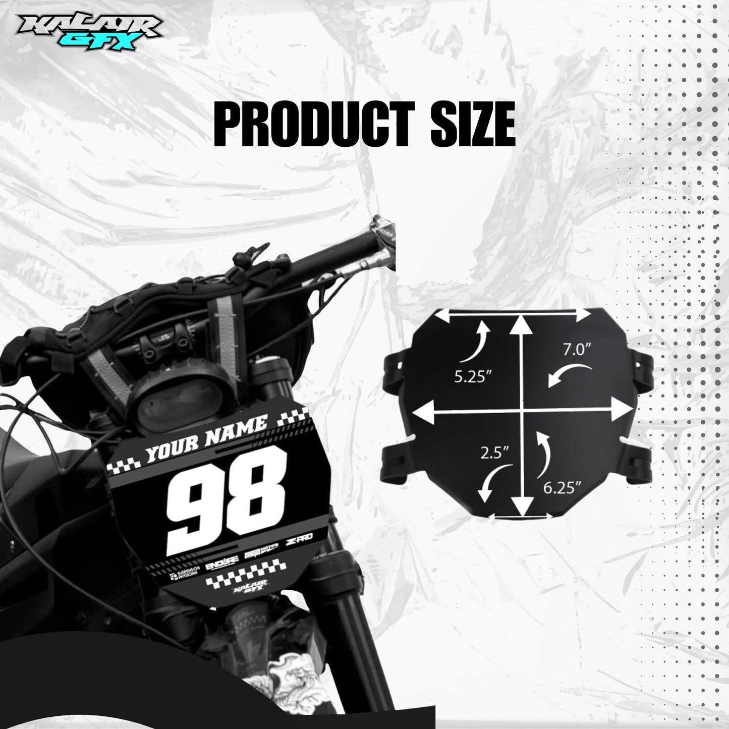 Kalair GFX Downhill Electric Bike Number Plate for Surron Light Bee, Talaria Sting, E-Ride Pro SS, Universal Downhill Racing, BMX Race Bikes, Freeride, Dirt Jump, E-Bikes, USA Cycling.