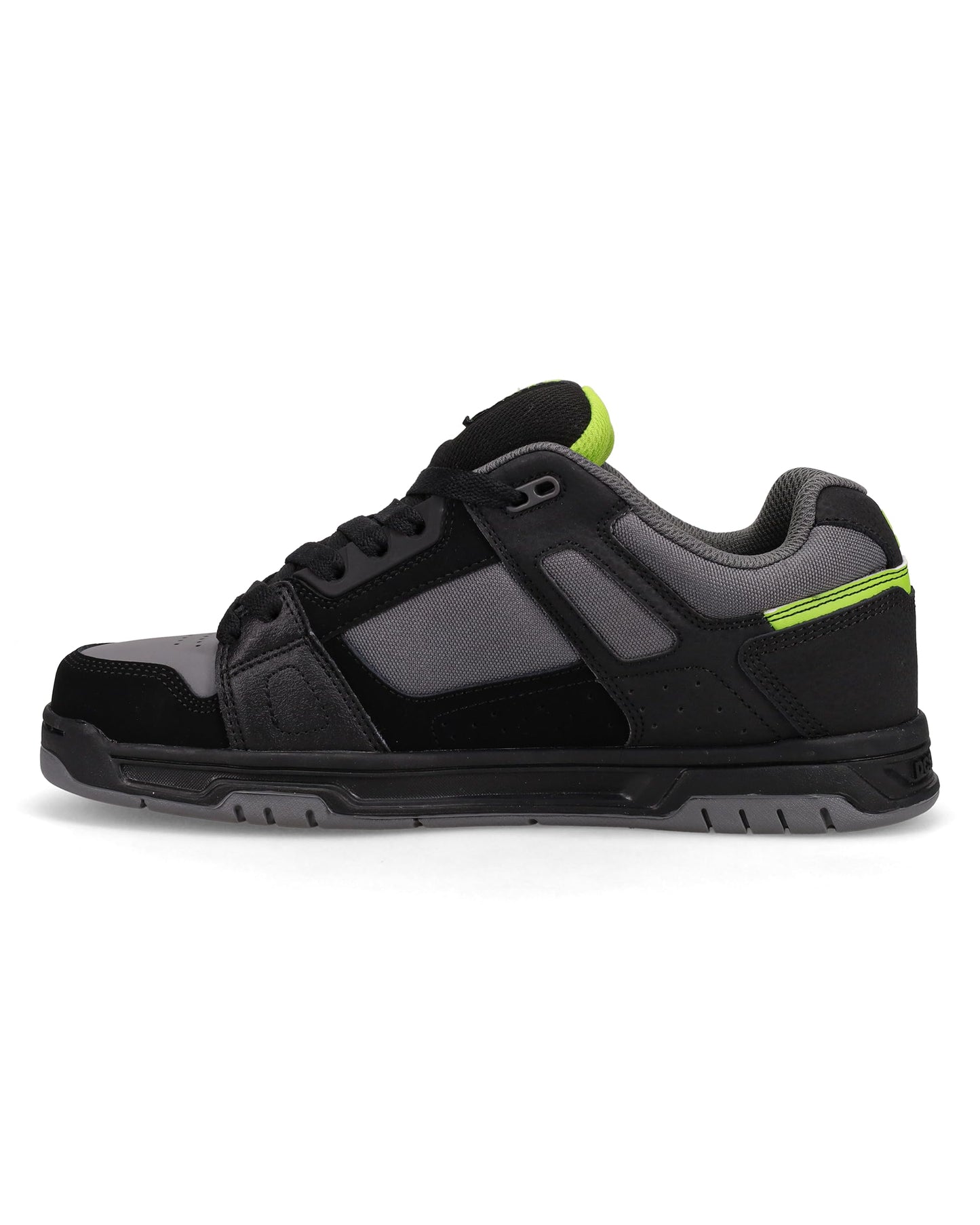 DC Men's Stag Skate Shoe, Black/Grey/Lime, 6