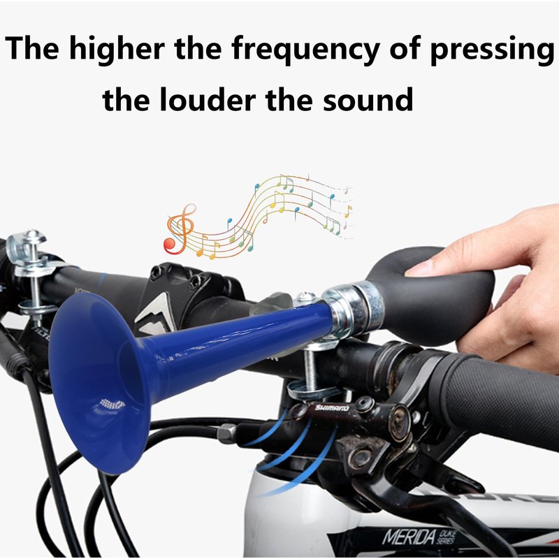 Runseaway 7.87” Blue Bike Bugle Horn Metal Air Horn, Retro Squeeze Bulb Clown Horn for Kids' Bicycles and Golf Carts, Loud Sound, Fits All Handle Bars