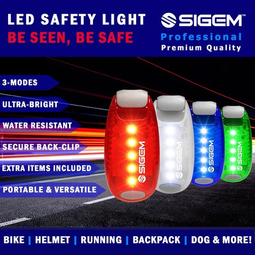 LED Safety Lights + FREE Bonuses | Clip on Flashing Strobe Light High Visibility for Running Jogging Walking Cycling Best reflective gear for Kids Dogs Bicycle Helmet and Bike Tail light (White-White)