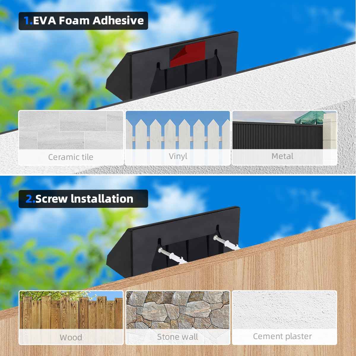 Solar Wall Lights Outdoor, 3 LED Lenses Fence Lights Solar Powered Outdoor Waterproof Warm White, Dusk to Dawn Exterior House Number Lighting for Porch, Patio, Balcony, Deck, Address Sign (2 Pack)