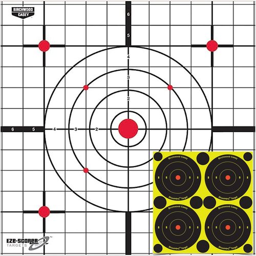 Birchwood Casey 12" Eze-Scorer Sight-in Practice Shoot-Up Brilliant White Paper Targets for Indoor and Outdoor Use, 100 Targets