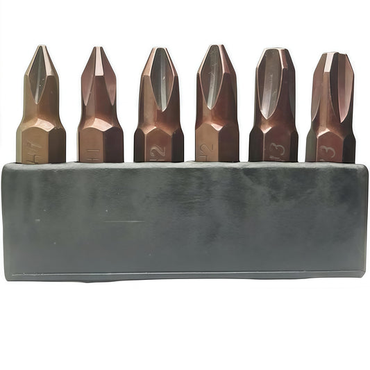 6-Pack25mm Jis Screwdriver Bit Set,Jis Phillips,With Magnetic Tip S2alloysteel Material,Vesselsuitable,Electric Drill Drills, Motorcycles, Cars, And Bicycle (PH1,PH2,PH3X2)