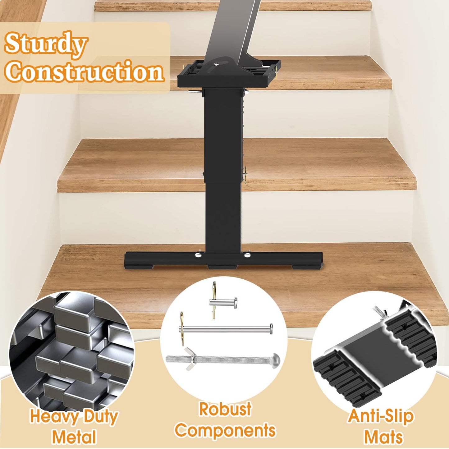 DITKOK Heavy Duty Foldable Ladder Leveler for Stairs, Large Ladder Extender for Stairs with Slip-Resistant Gripping Pads, 13.5-21" Height Adjustable Ladder Extender Pro, Suitable for Painting Jobs