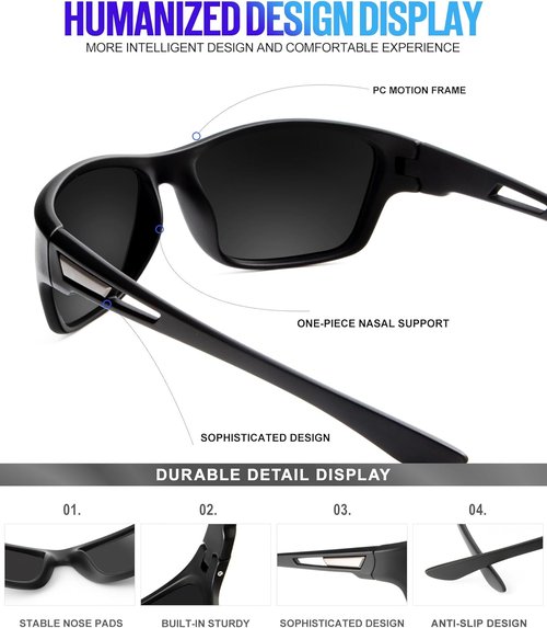 KALIYADI Polarized Sunglasses - UV Protection Sports Glasses for Men | Ideal for Driving, Cycling, Fishing