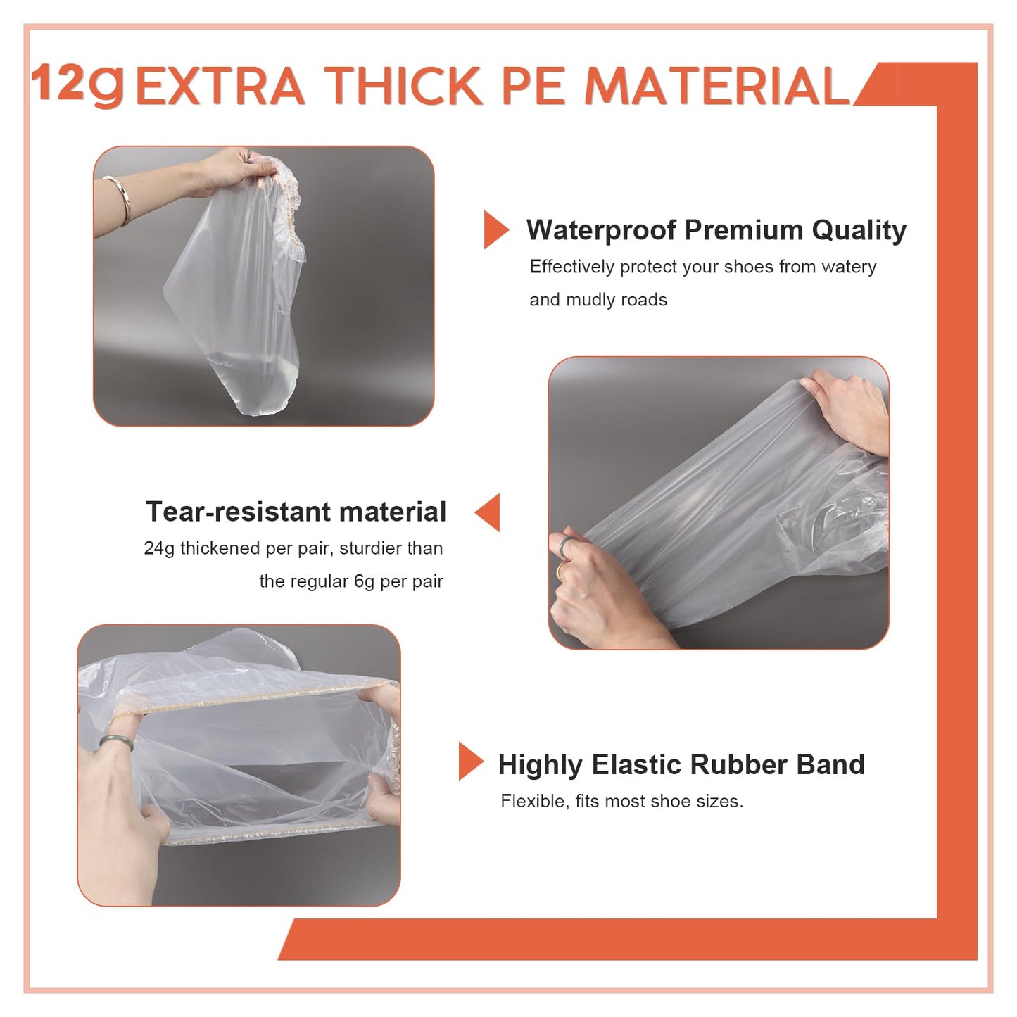 10 Pairs Shoe Covers for Rain, Thickened Disposable Rain Shoe Covers Waterproof, Non-Slip Outdoor Boot Protector for Men Women (Clear)