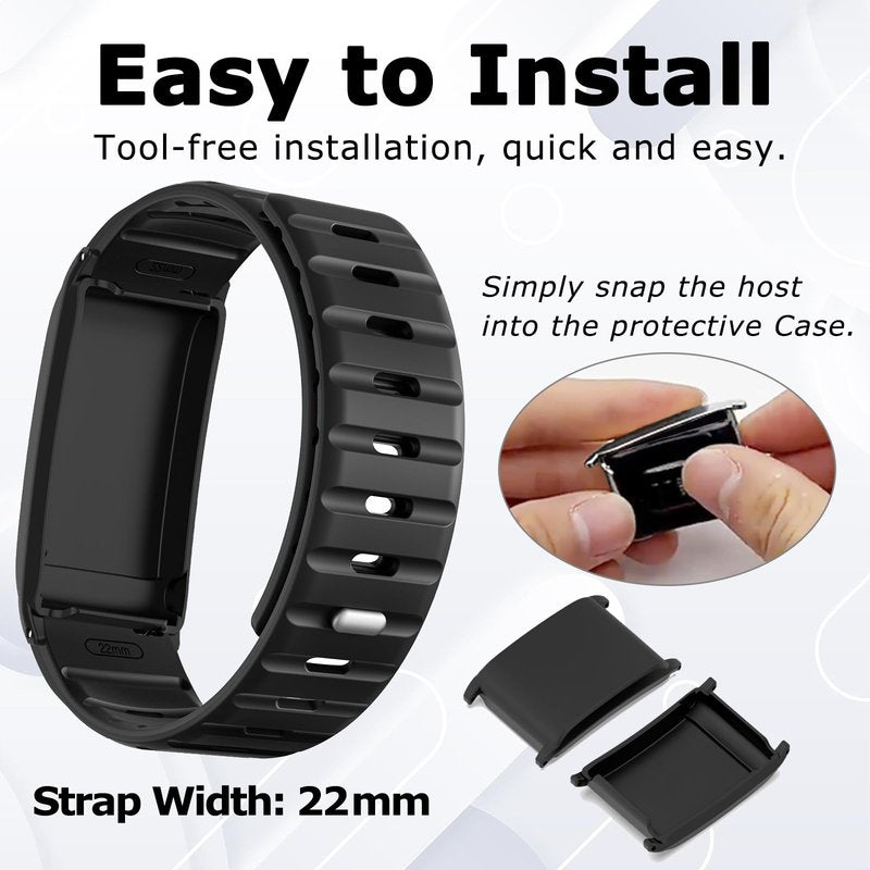 PONATTENO Replacement Band Compatible for Whoop 4.0, Soft Silicone Strap with Protective Case Bands, Waterproof Breathable Sport Watch band, Quick Release Magnetic Buckle Watch Band (Black)