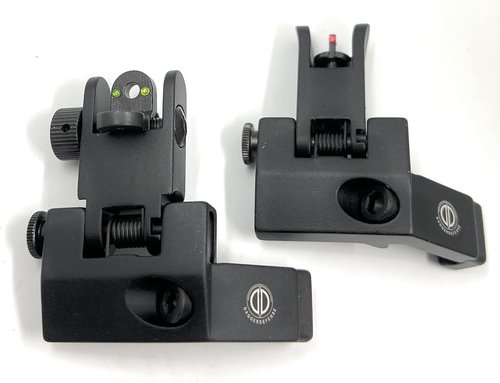 Dagger Defense Fiber Optic BUIS - Canted Iron Sights with Spring Loaded Deployment