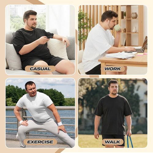 BOOJO Workout Mens Shirts - Casual Black Quick Dry Moisture Wicking T-Shirts Crew Neck Short Sleeve for Gym Athletic Running