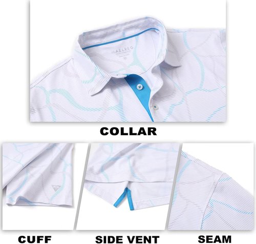 M MAELREG Men's Golf Polo Shirt - Short Sleeve, Moisture-Wicking, Performance Fit, Stylish Prints