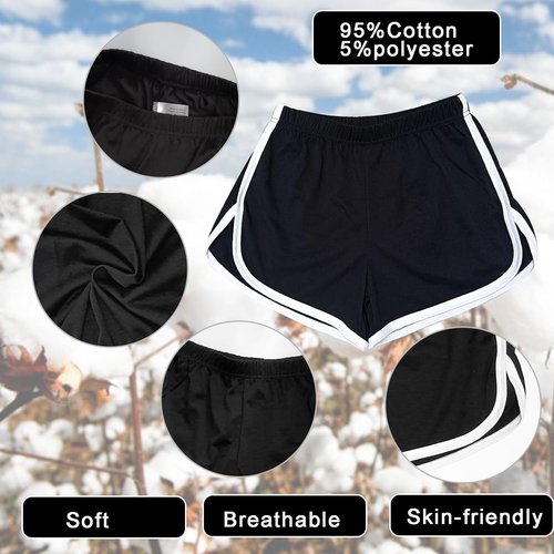 Cameway Women's Cotton Yoga Shorts - 4 Pack Summer Athletic Cycling & Hiking Gear