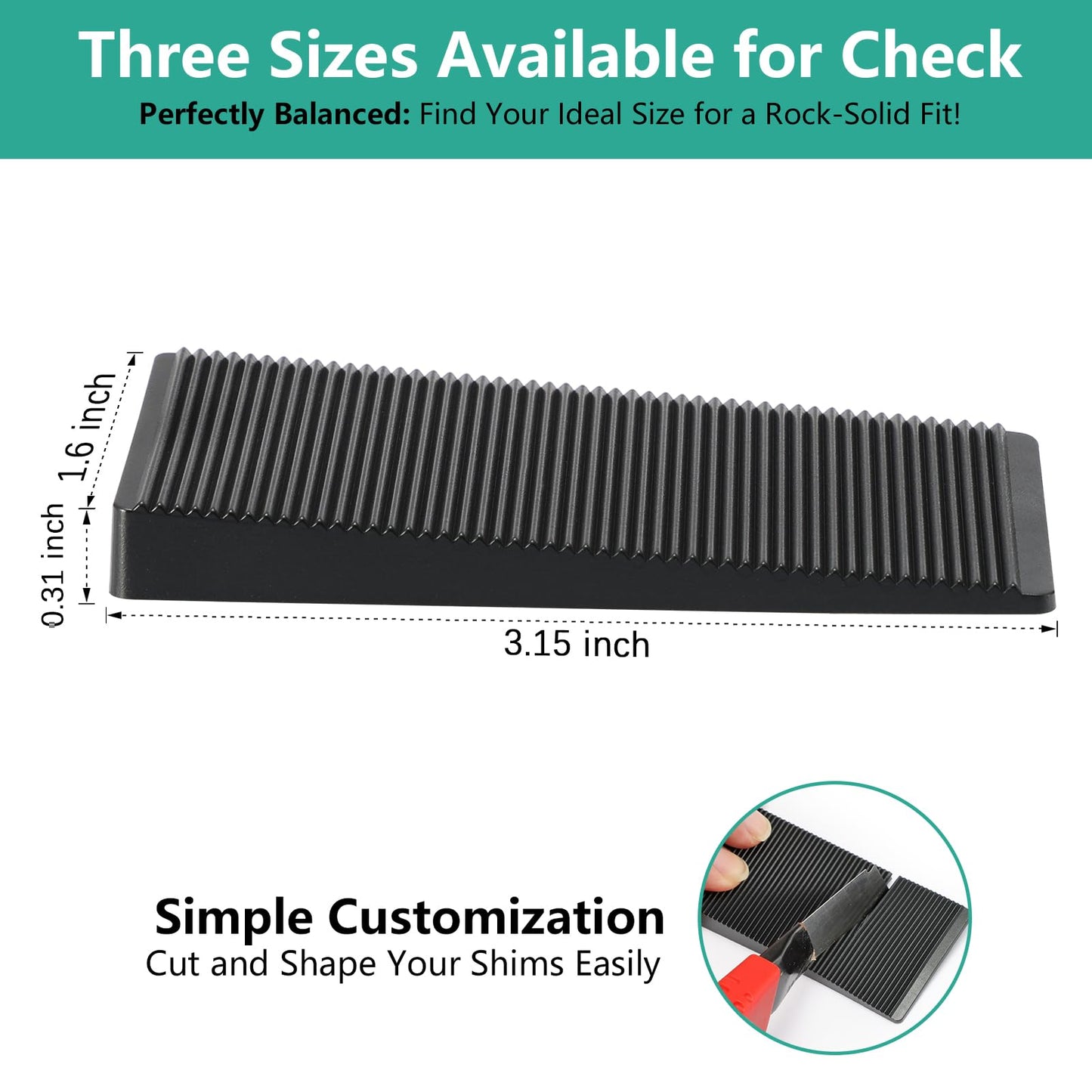 Furniture Leveler 12pcs Kit Size Variety | Multi-Purpose Rubber Shim for Leveling Feet Stable | Anti-Wobble Pad for Uneven Table, Dresser Leg, Toliet and More Furniture | Prevent from Wobbling