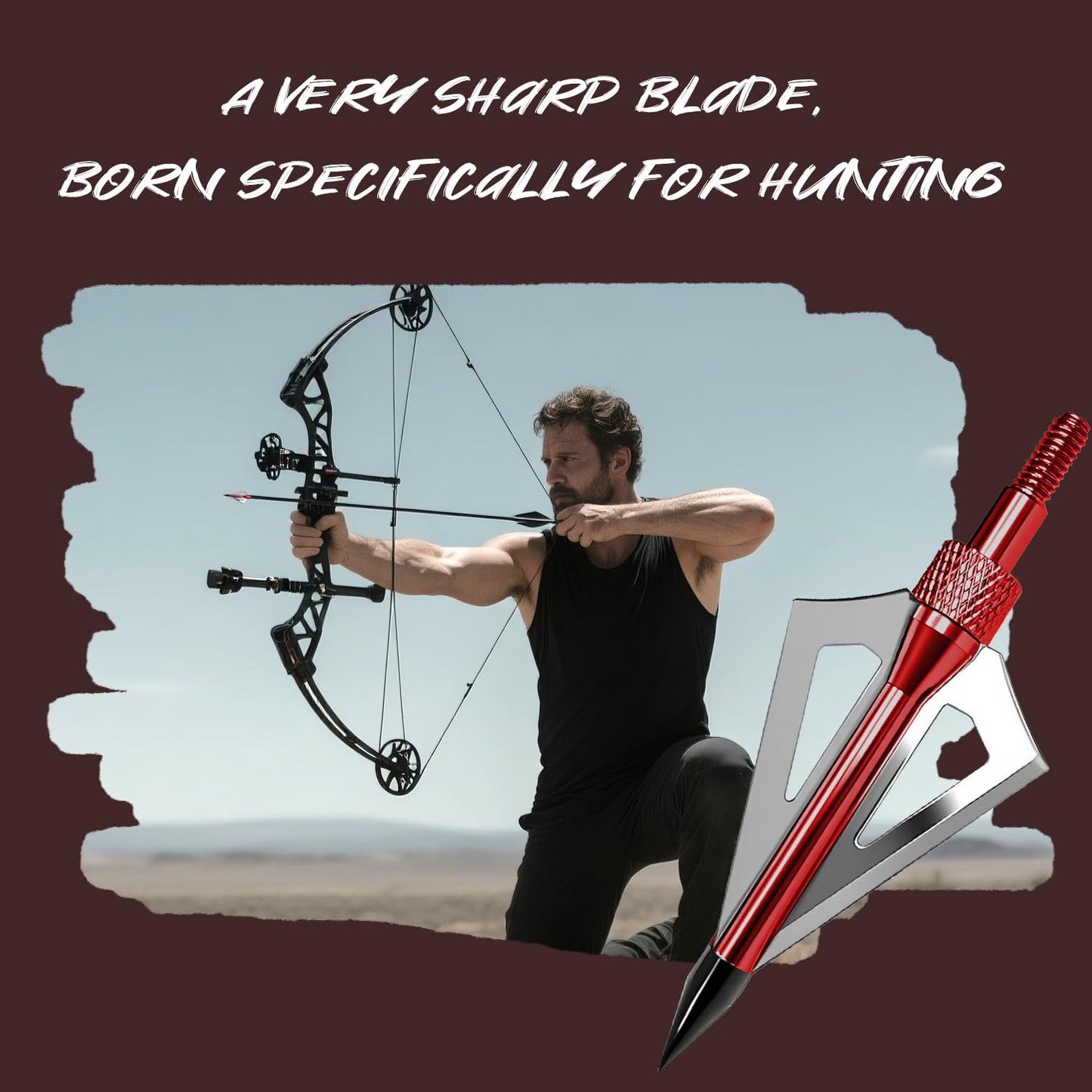e5e10 12pcs Archery Broadheads 3 Fixed Steel Blade 100 Grain Hunting Arrowheads Fit for Compound Bow and Crossbow with One Black Plastic Portable Broadheads Case (Red-100 Grain)