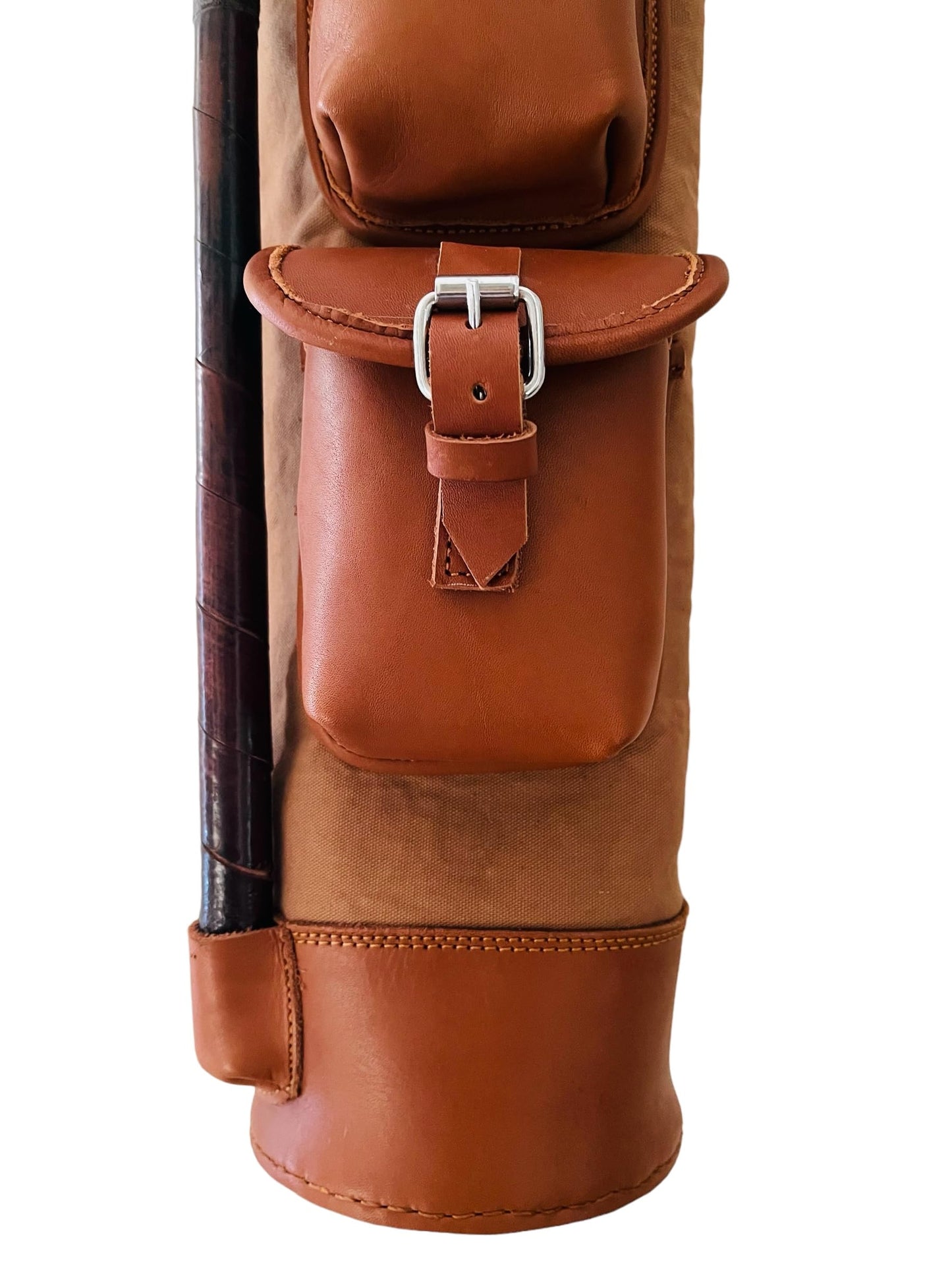 Geoffrey | Vintage TAN Canvas & TAN Leather Golf Club Carrying Bag with 2 Pockets | Retro - Bag only (Tan)