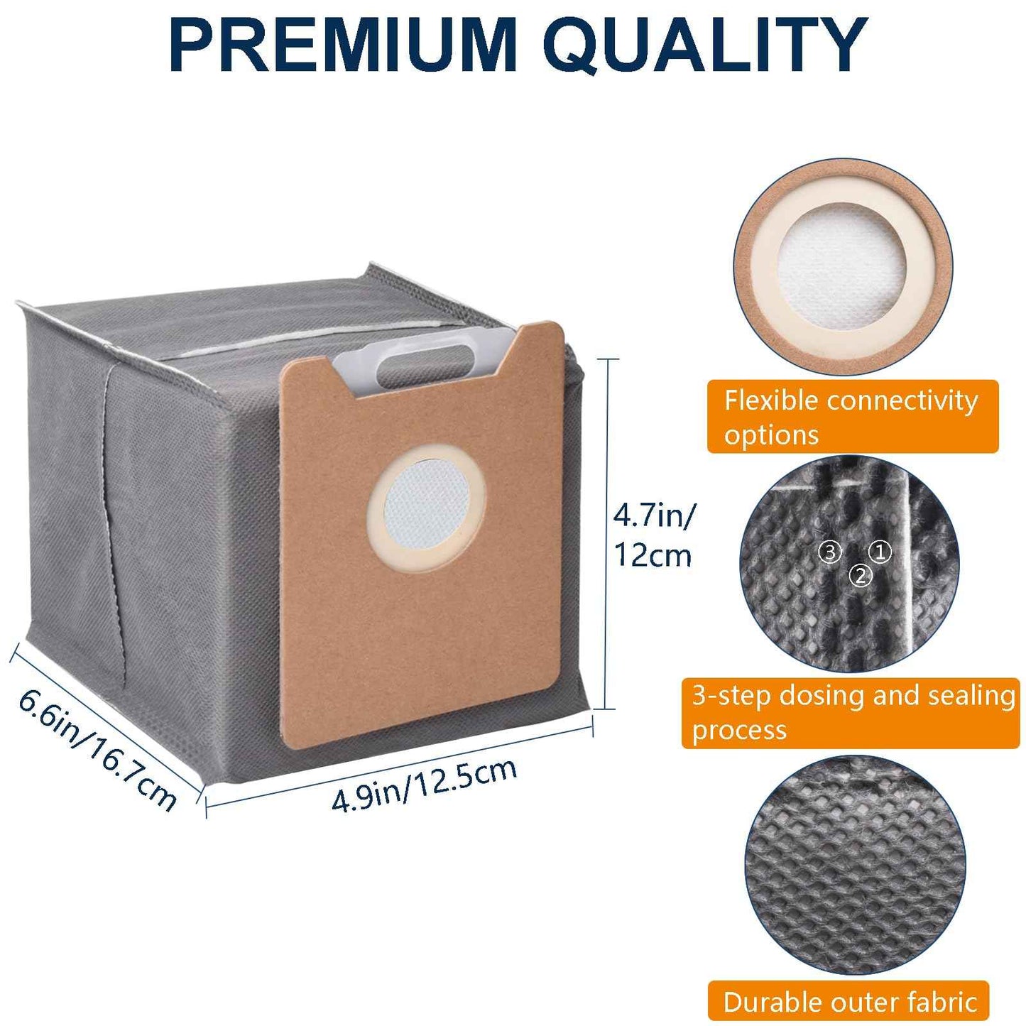 14Pcs Dust Bags Replacement for Eufy G35+, G40+, G40 Hybrid+ Auto-Empty Station,Eufy Robot Vacuum Dust Bags Kit, 2.7L Large Capacity Disposable Replacement Bags