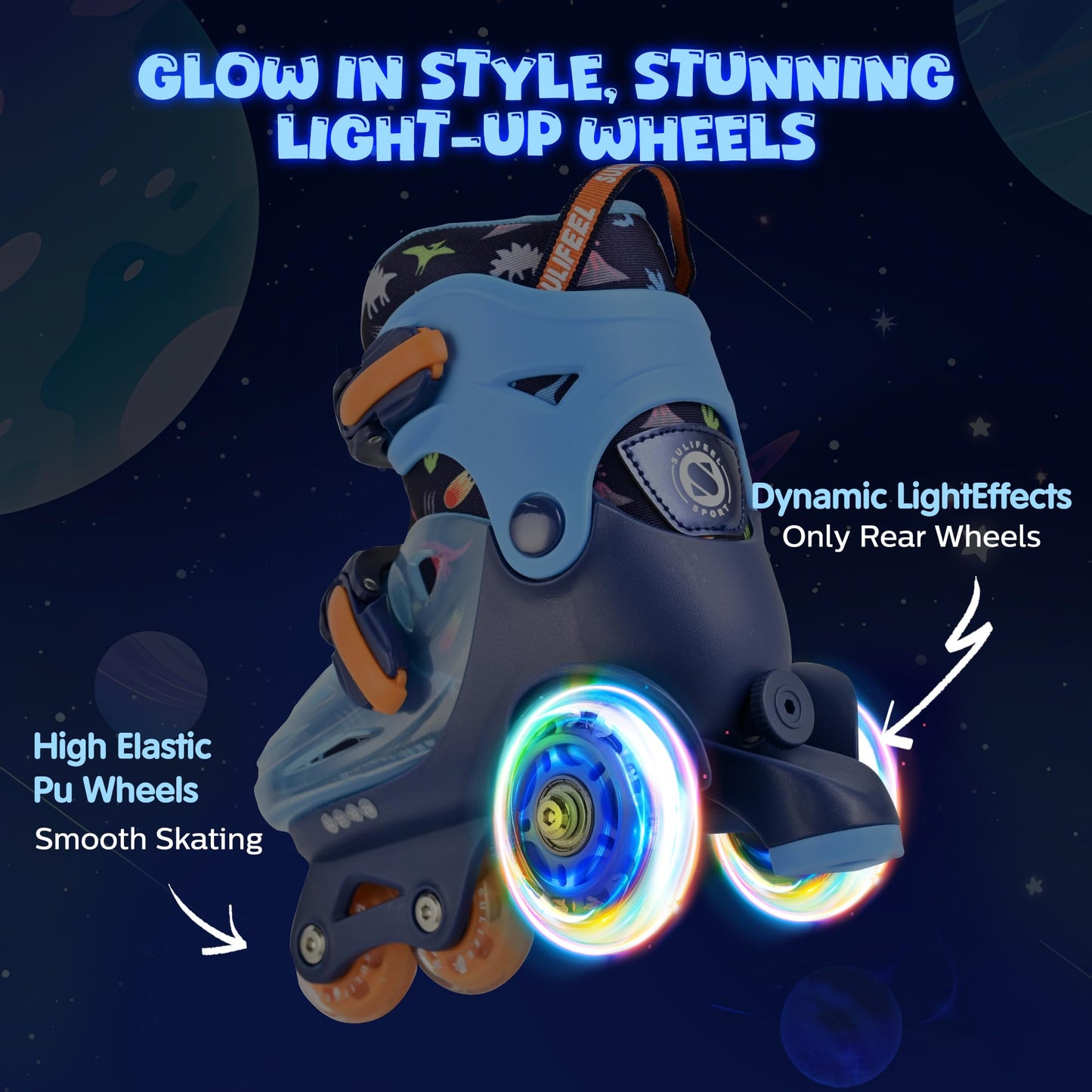 SULIFEEL Adjustable Toddler Roller Skates for Girls Boys Kids,Fun Illuminating Light Up Flash Wheels Three-Point Type Balance Suitable for Beginners Indoor and Outdoor Roller Skating