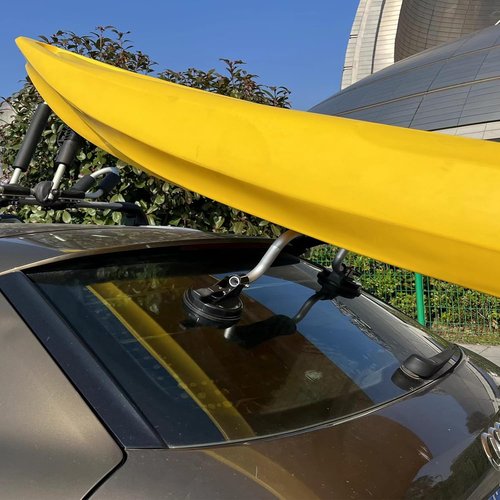 **Skiennix Kayak Roof Rack - Aluminum Folding J-Style Carrier with Roller & Door Step | Universal Fit for Canoes, SUPs, & Surfboards**