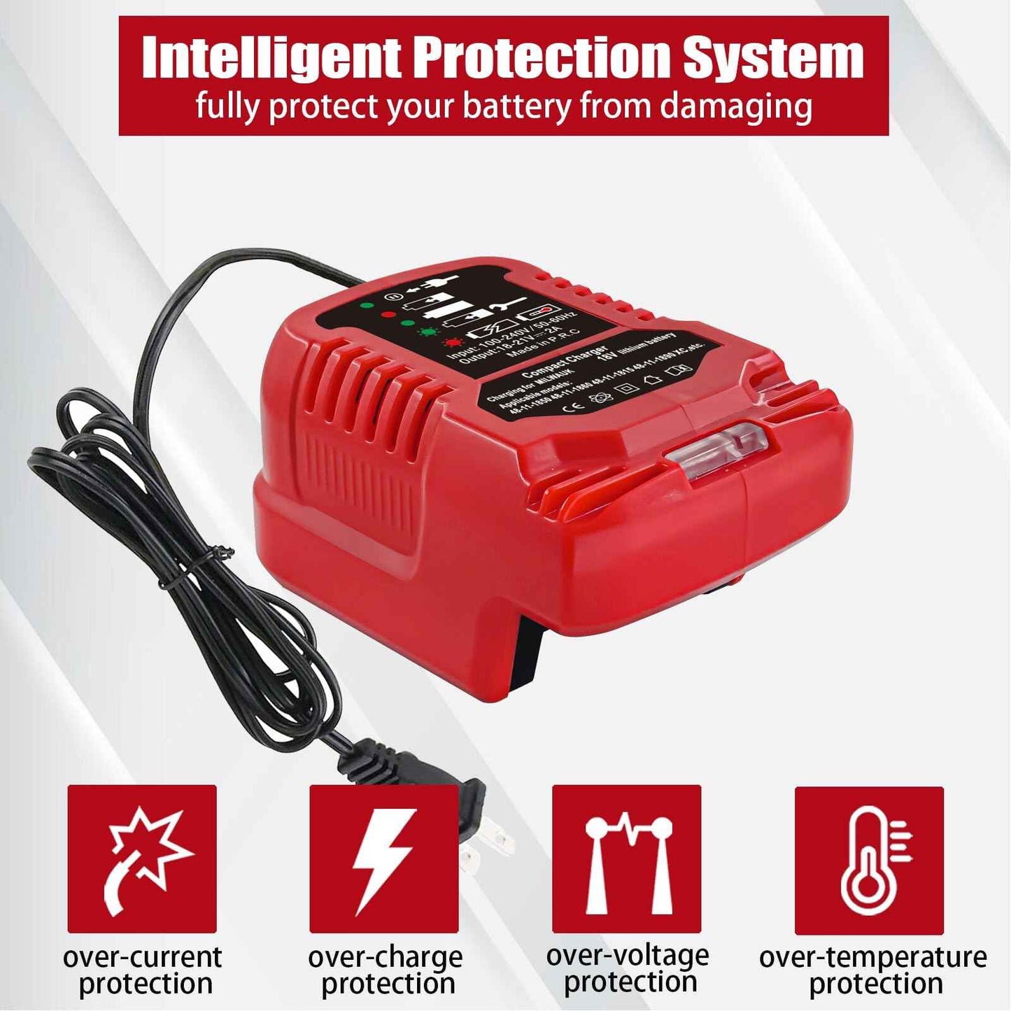 Laimiao Replacement Charger for Milwaukee M18 18V, Battery Adapter for Milwaukee 18V Lithium-Ion Tools Battery Power Charger