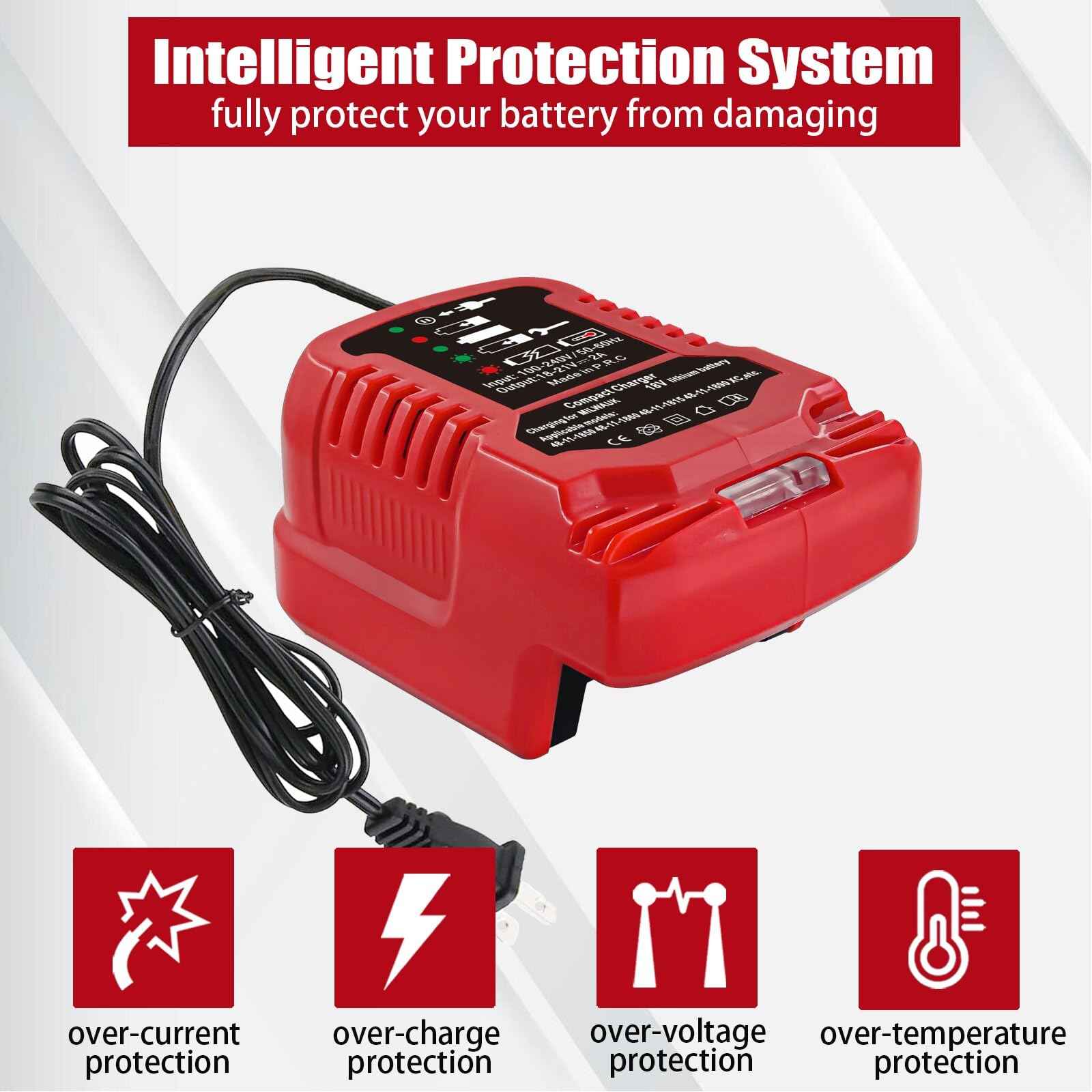 Laimiao Replacement Charger for Milwaukee M18 18V, Battery Adapter for Milwaukee 18V Lithium-Ion Tools Battery Power Charger