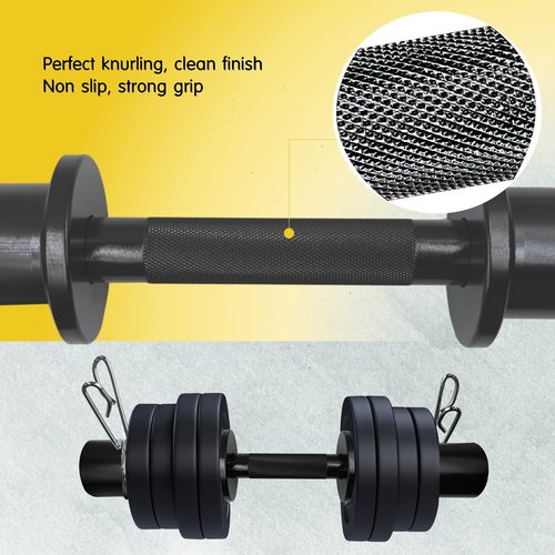 16" Olympic Dumbbell Handles Black, Loadable Dumbbells Bar Sets (150LBS Weight Capacity), Compatible with 2’’ Standard Plates, 2 Pair of Spring Collars Included
