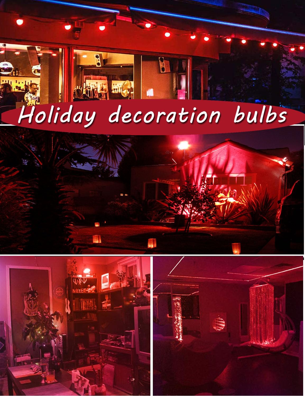 630nm LED Red Sleep Light Bulb Dimmable, Blue Light Blocking Bulb Promoting Melatonin Red Light Bulbs, A15 LED 5W 40W Equivalent Night Light E26 Base 6Pack