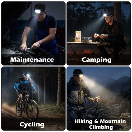 Eirnvop Headlamp Rechargeable 2 Pack, Super Bright LED Head Lamp, 1500 Lumen, 12 Modes, Motion Sensor, Waterproof Head Lights for Forehead for Camping, Running, Fishing, Climbing