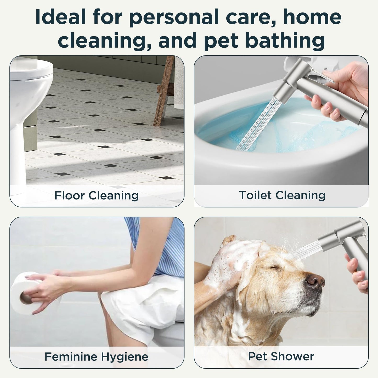 Handheld Bidet Sprayer for Toilet, Stainless Steel Jet Spray Kit Adjustable Pressure, Leak-Proof Jet Spray, Feminine Wash & Muslim Shower, Wall/Toilet Mount