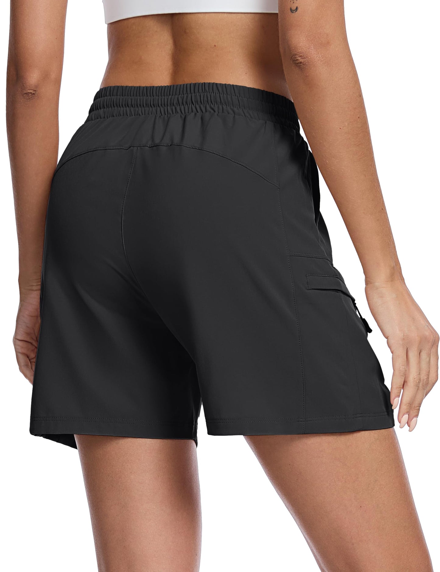 TACVASEN Women's Hiking Cargo Shorts 5" Quick Dry with Zipper Pockets
