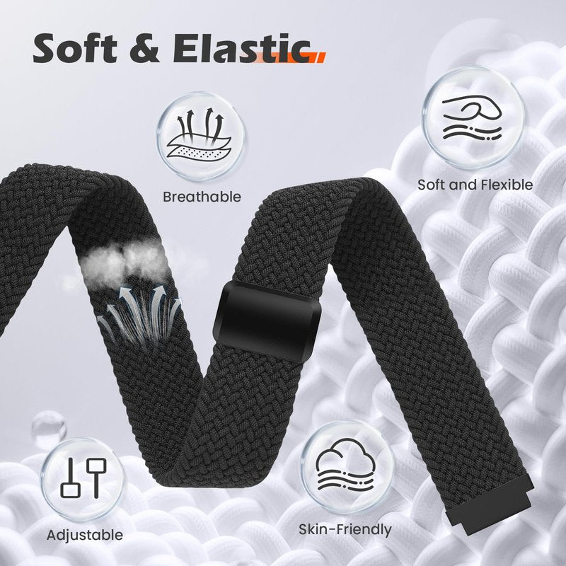 Zeeflufun Braided-Bands Compatible With Amazfit Active 2/Active 3 Premium/Active/GTR mini/GTS 4/4 Mini/3/2/2e/2 Mini,20MM Magnetic Stretchy Strap for Amazfit Bip 3 Pro/3/Lite/S Lite/U/U Pro Women Men