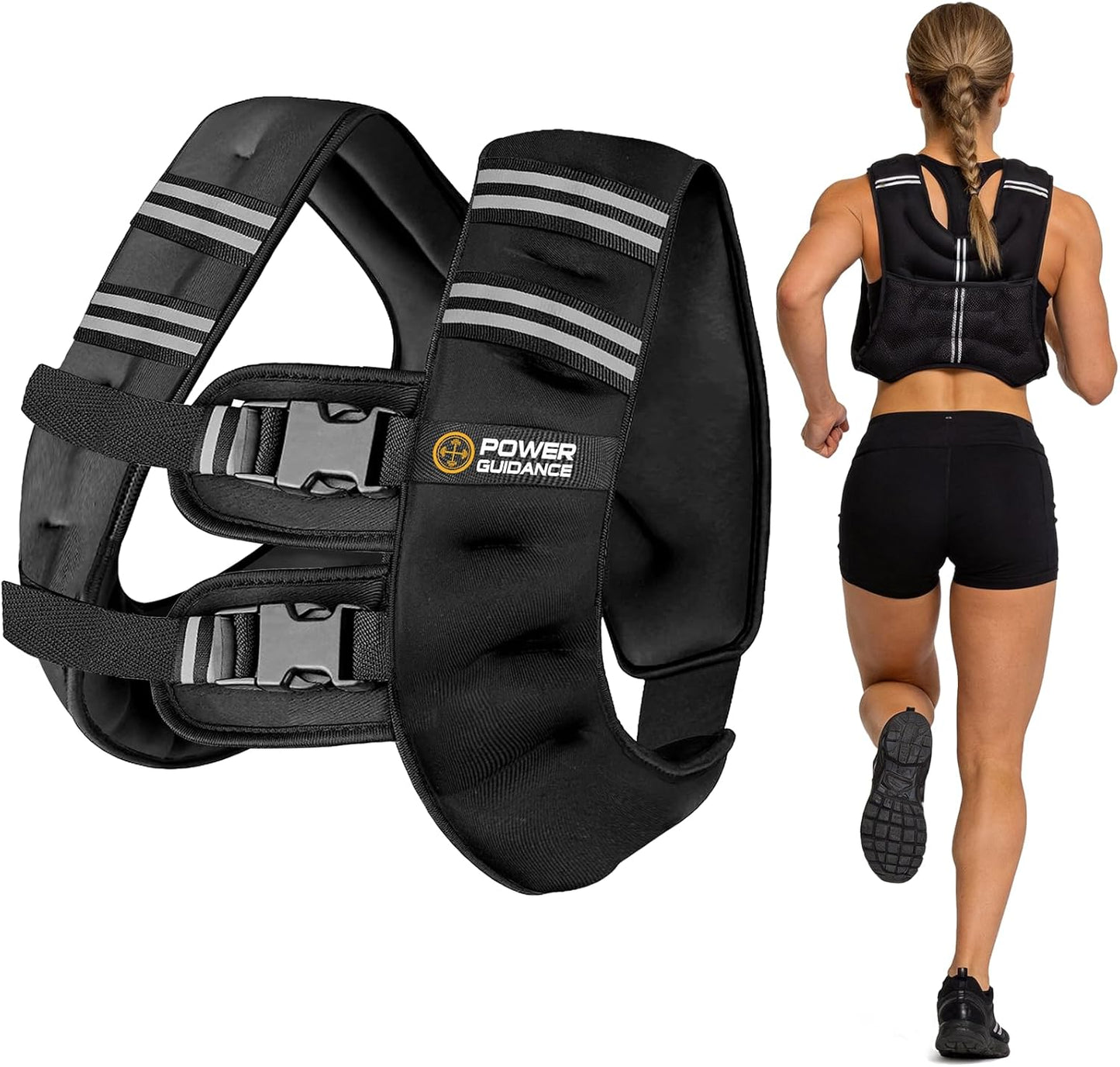 POWER GUIDANCE Weighted Vest - Adjustable & Reflective Workout Gear for Running, Jogging, & Strength Training