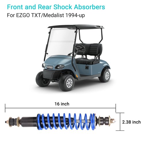 10L0L Golf Cart Front Rear Shock Absorber Set with Shock Absorber Extension Rod - Coil Over Heavy Duty Shock Absorber Bolt for EZGO Medalist/EZ GO TXT 1994+ G& E Replaces OEM# 70630-G01