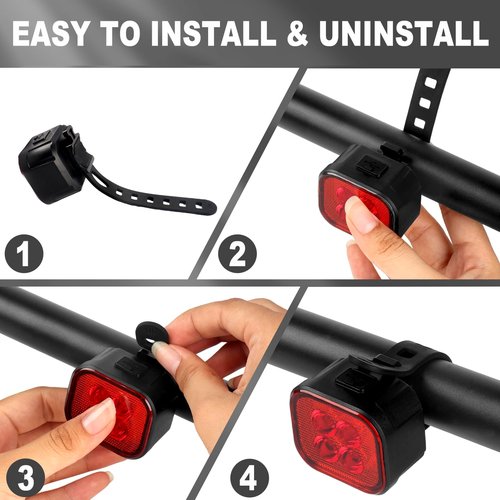 KunHe Bike Light for Night Riding USB Rechargeable Bike Lights Front and Rear 8+12 Modes Bike Light Set Bicycle Lights Headlight and Taillight Easy to Install
