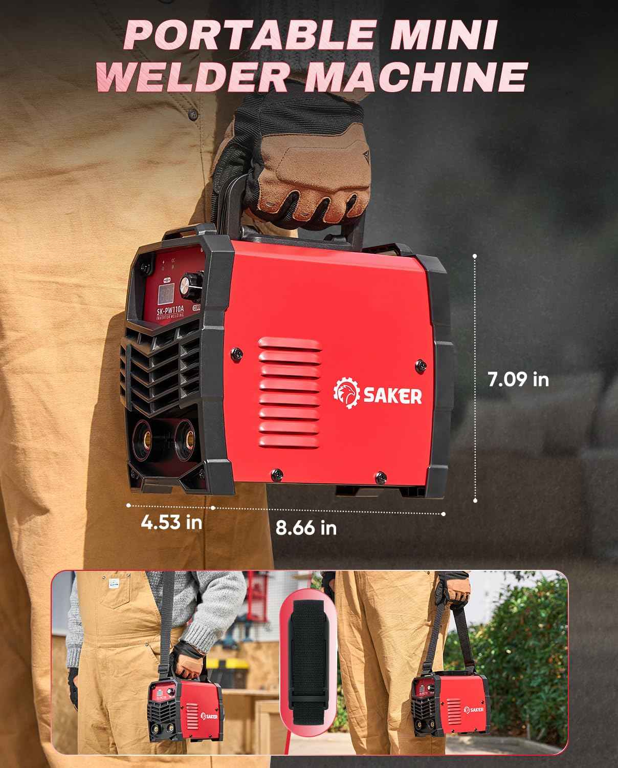 Saker Mini Stick Welder, 110V Portable Welding Machine, 20-130A Arc Welder with Smart LED Display, IGBT Inverter, Anti-Stick & Hot Start,Portable Stick Welder for Home & DIY