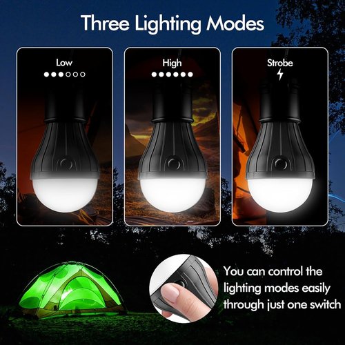 FLY2SKY Portable LED Tent Lamp - Emergency Lanterns with Hooks for Camping & Hiking | 4-Pack Multicolor