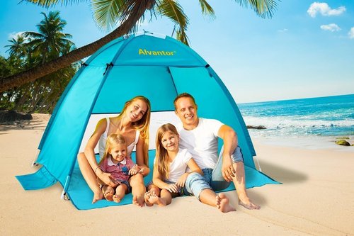 Alvantor® Beach Tent - Automatic Pop-Up Sun Shelter with UPF 50+ Protection | Lightweight & Windproof for 2-3 People