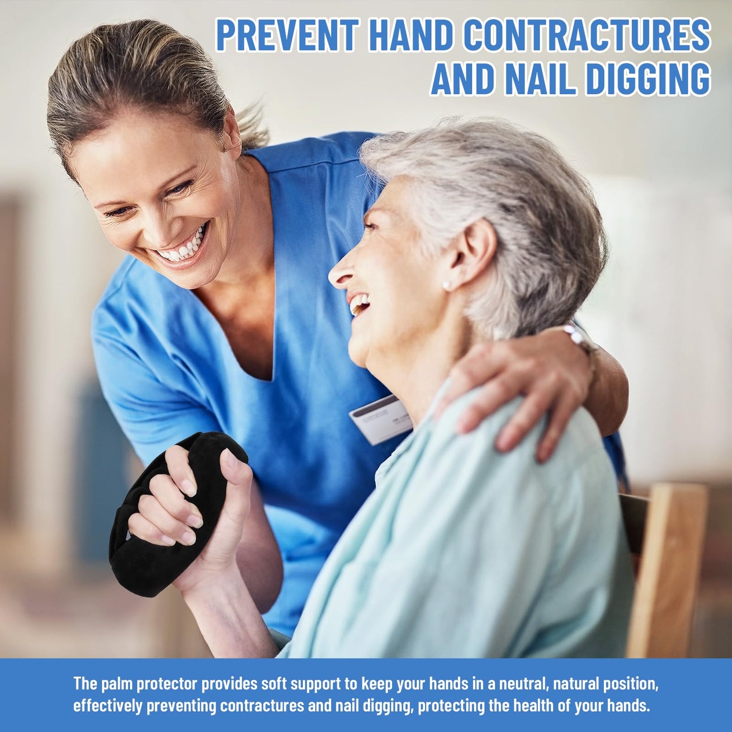 TYYIHUA Palm Protector Palm Grips Hand Contracture Cushions with Elastic Band & Finger Sepereter, for Stroke Hand, Arthritis Parkinson Dementia (1)