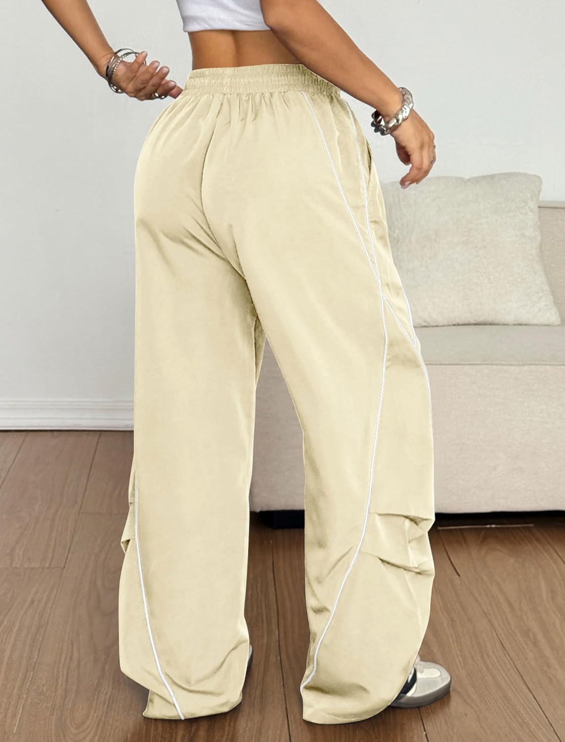 ZAFUL Women's Baggy Wide Leg Sweatpants - Elastic Waist with Contrast Stripes | Comfortable Fit