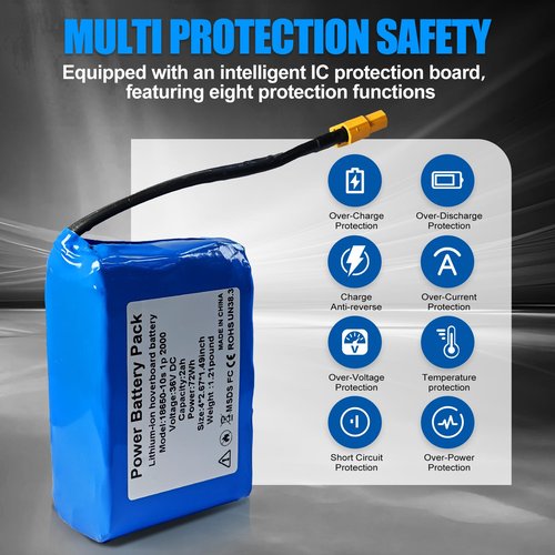 iDeaZoo 36V 2000mah Lithium Li-ion Hoverboard Battery with XT60,SL60 Plug Configuration 10S2P General Purpose Battery Replacement fit 42V 2000mah,Compatible for Most Hoverboard Models Without Axle