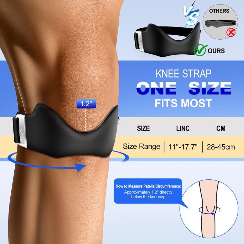 YICYC Silicone Patellar Tendon Support Strap 2 Pack, Adjustable Non-Slip Patella Band Stabilizer Knee Brace for Running, Hiking, Jumpers Knee, Tendonitis, Basketball, Volleyball, Squats