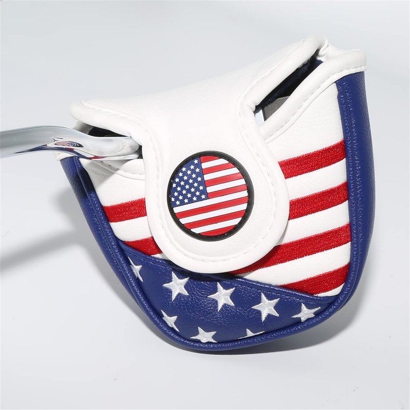 Stars Stripes Golf Mallet Putter Head Cover Protector Magnetic Closure