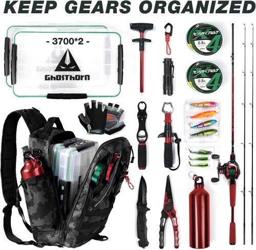 Ghosthorn Fishing Backpack | Lightweight Tackle Sling Bag with Rod Holder - Perfect for Fly Fishing Gifts