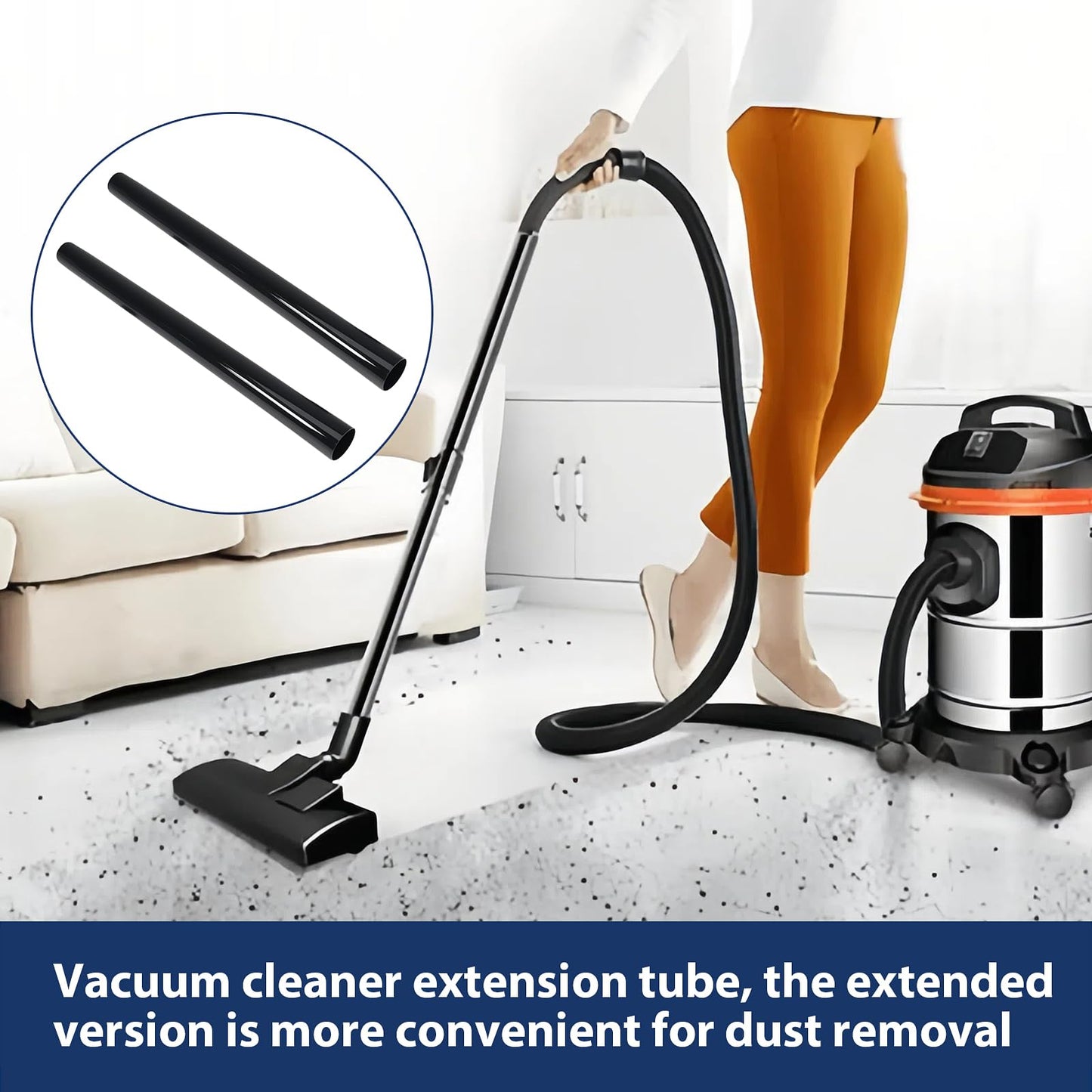 2-Pack Vacuum Extension Tube, 1.25 Inch (32mm) Vacuum Cleaner Extension Wand with 1-1/4" Fitting, Compatible with Shop-Vac Accessories, Replacement Extension Pipe for Wet/Dry Vacuum Cleaners